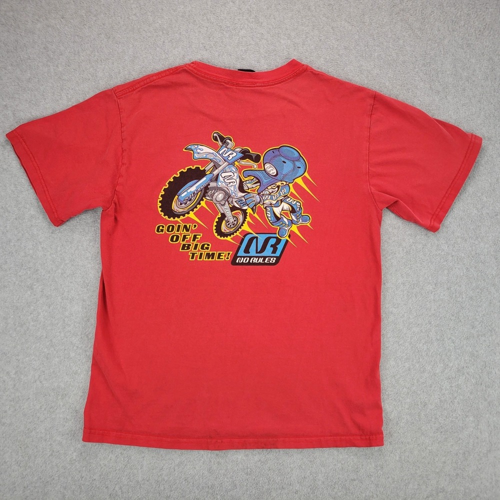 No Rules Graphic T-Shirt Kids XL Red Motocross Skate Crew Neck Short Sleeve